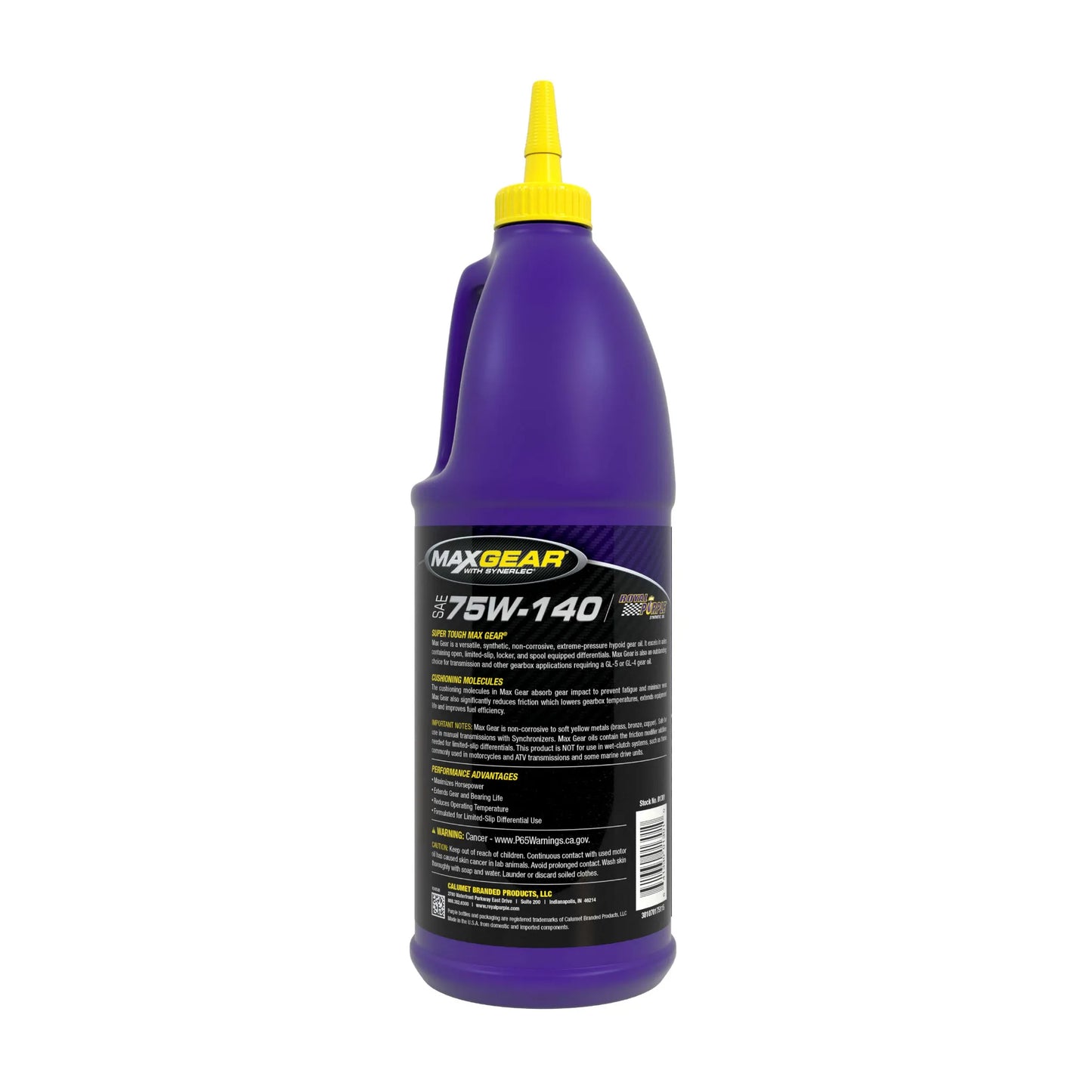 Royal Purple Max Gear Oil 75W140 (back label)