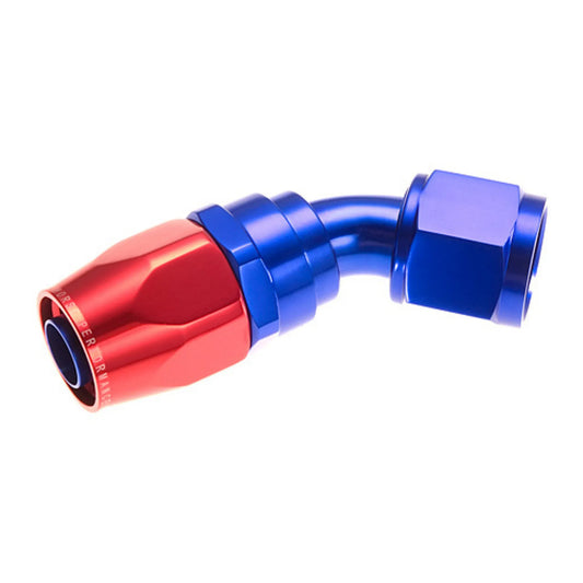 Redhorse 45-Degree Swivel-Seal Female Aluminum Hose End (Blue/Red)