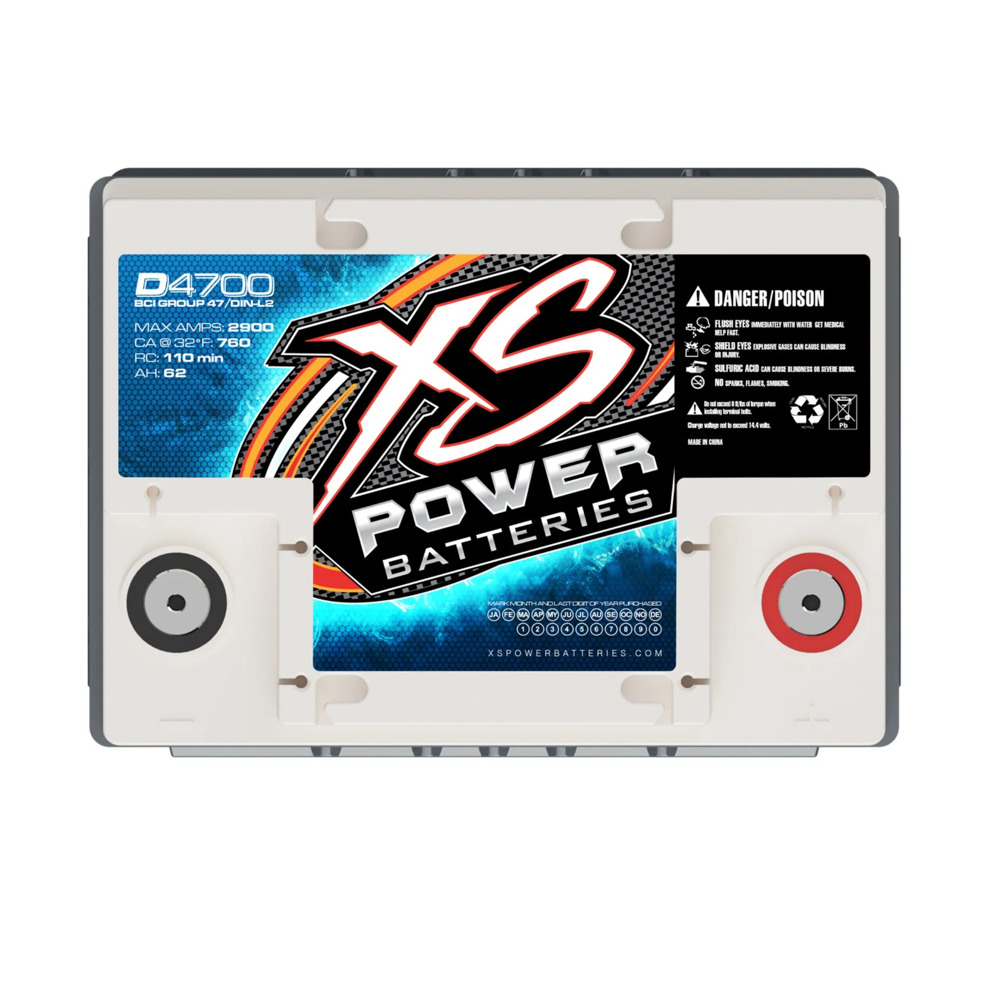 XS Power D-Series AGM Battery D4700 (Label)