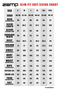 Zamp Slim Fit Suit Size Chart