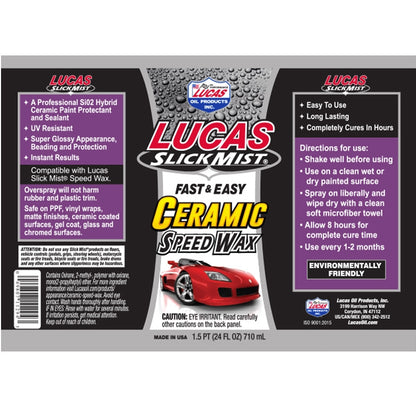 Lucas Slick Mist Ceramic Speed Wax Label