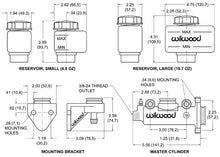 Wilwood 1-1/8 inch Master Cylinder Dimensions