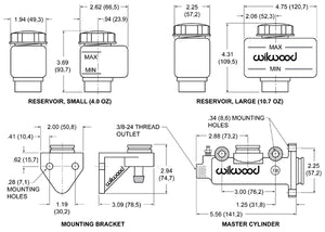 Wilwood 1-1/8 inch Master Cylinder Dimensions