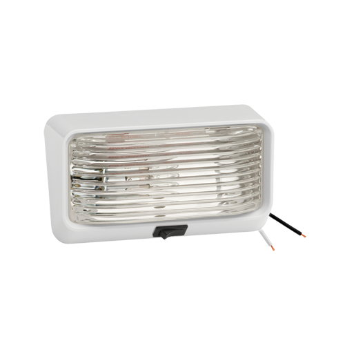Bargman RV Trailer Porch Light Lens #78 Clear with Ash White Base and Switch