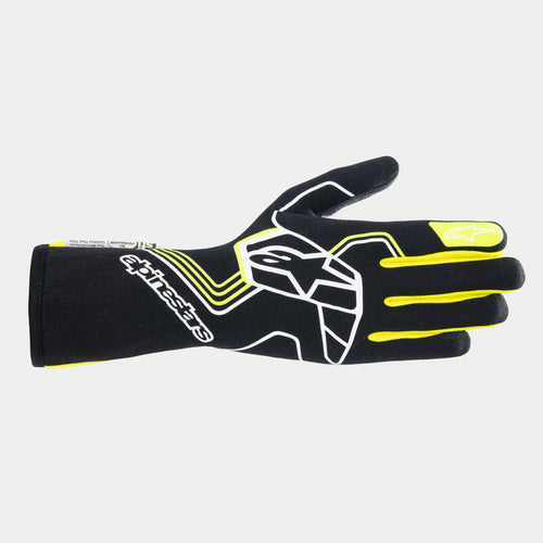 Alpinestars Tech-1 Race V4 Gloves FIA/SFI (Black/Yellow Fluo)