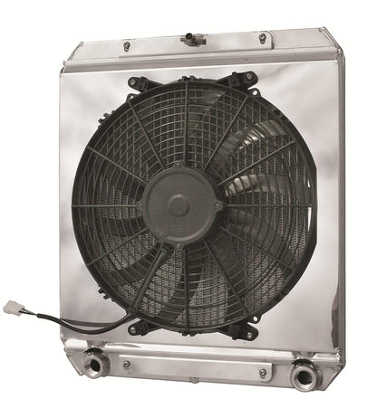 AFCO Racing Aluminum Radiator with Fan Shroud Dragster/Roadster Double Pass 3/4 FNPT Inlet 3/4 FNPT Outlet 80108N