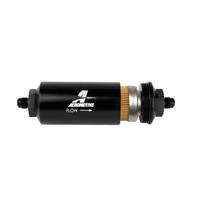 Aeromotive 6an Inline Fuel Filter 10 Micron 2in OD Black