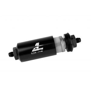 Aeromotive 6an Inline Fuel Filter 40 Micron 2in OD Black