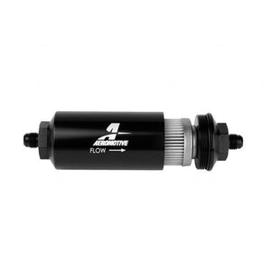 Aeromotive 6an Inline Fuel Filter 100 Micron 2in OD Black