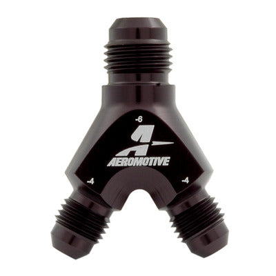 Aeromotive Y-Block Fitting - 6an to 2 x -4an