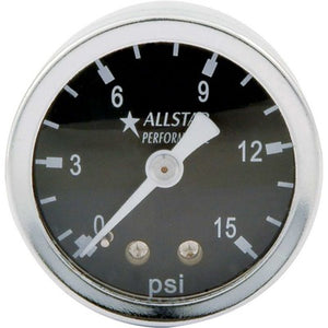 Allstar 1.5in Gauge 0-15 PSI Liquid Filled