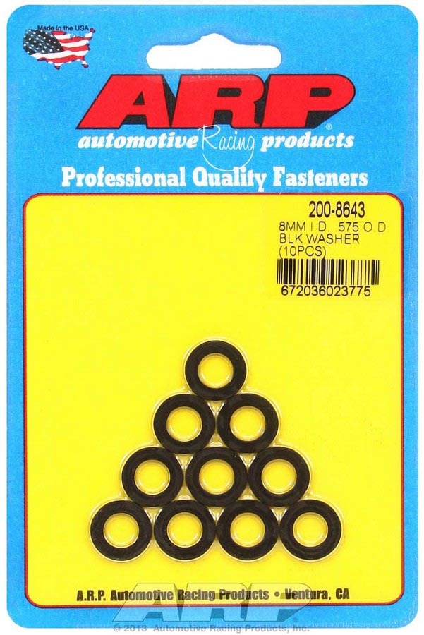 ARP Black Washers - 8mm ID x .575 OD (10) 200-8643