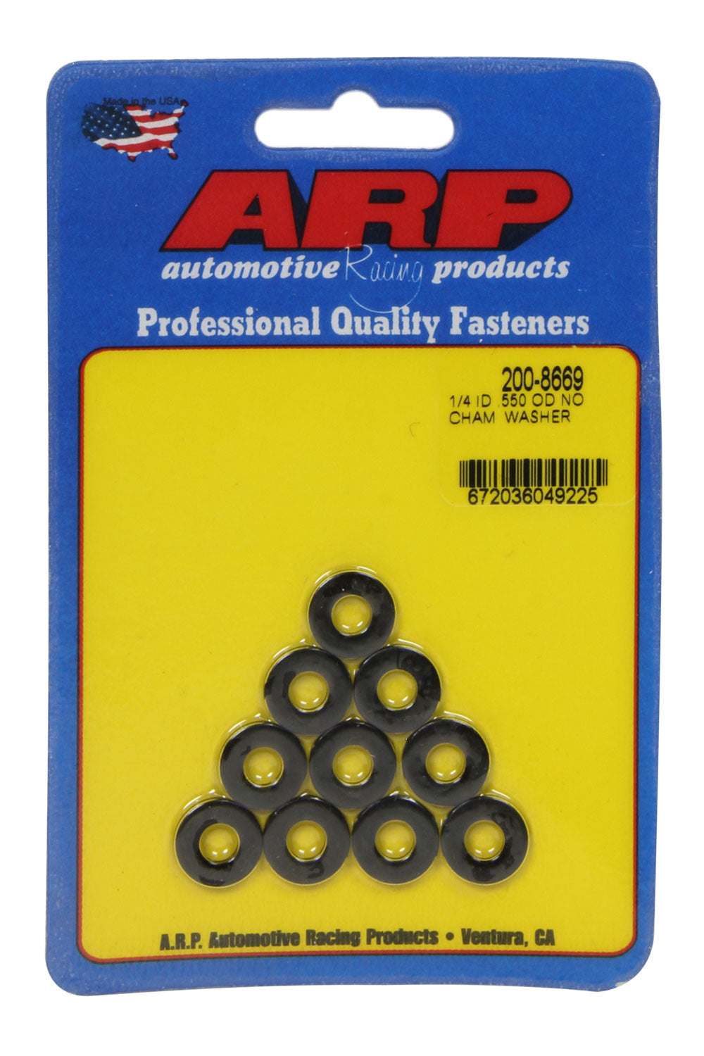 ARP 1/4 ID x .550 OD Black Washers No-Chamfer 10pk 200-8669