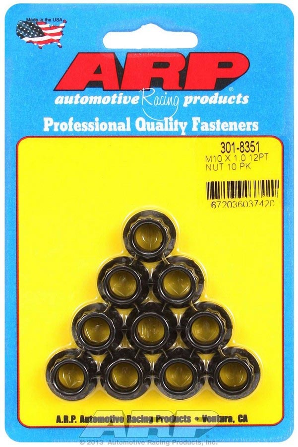 ARP 10mm x 1.0 12pt Nut Kit 10pk 301-8351