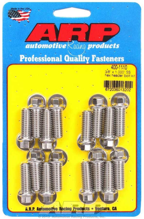 ARP S/S Header Bolt Kit - 3/8 x 1.00 UHL (16) 400-1110