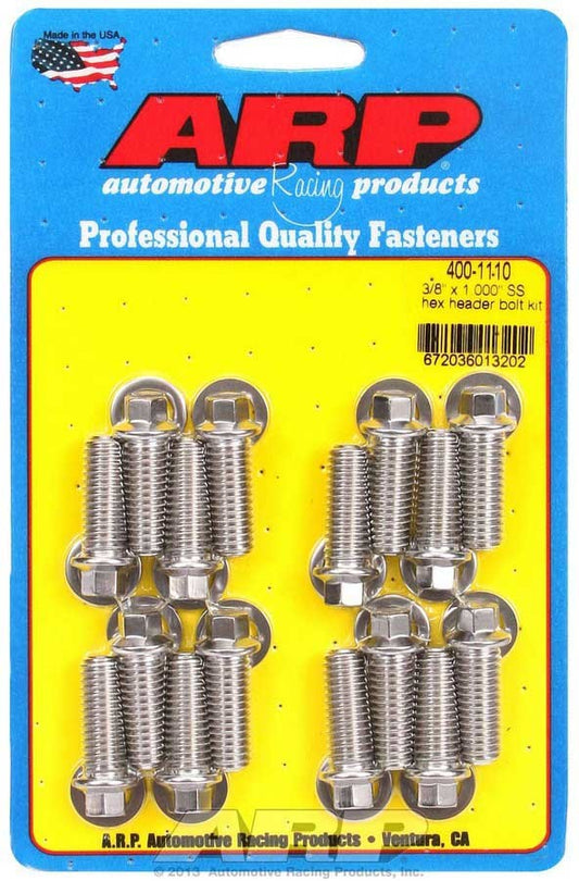 ARP S/S Header Bolt Kit - 3/8 x 1.00 UHL (16) 400-1110