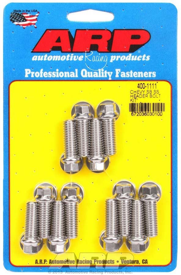 ARP S/S Header Bolt Kit - 3/8 x 1.00 UHL (12) 400-1111