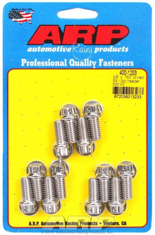 ARP S/S Header Bolt Kit - 3/8 x .750 UHL (12) 400-1203