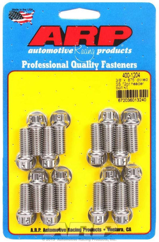 ARP S/S Header Bolt Kit - 3/8 x .875 UHL (16) 400-1204