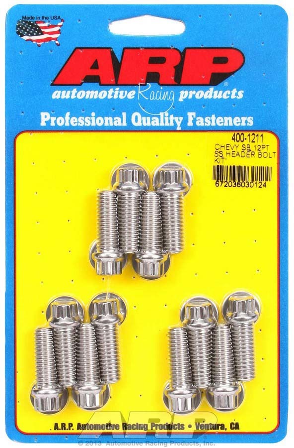 ARP S/S Header Bolt Kit - 3/8 x 1.00 UHL (12) 400-1211
