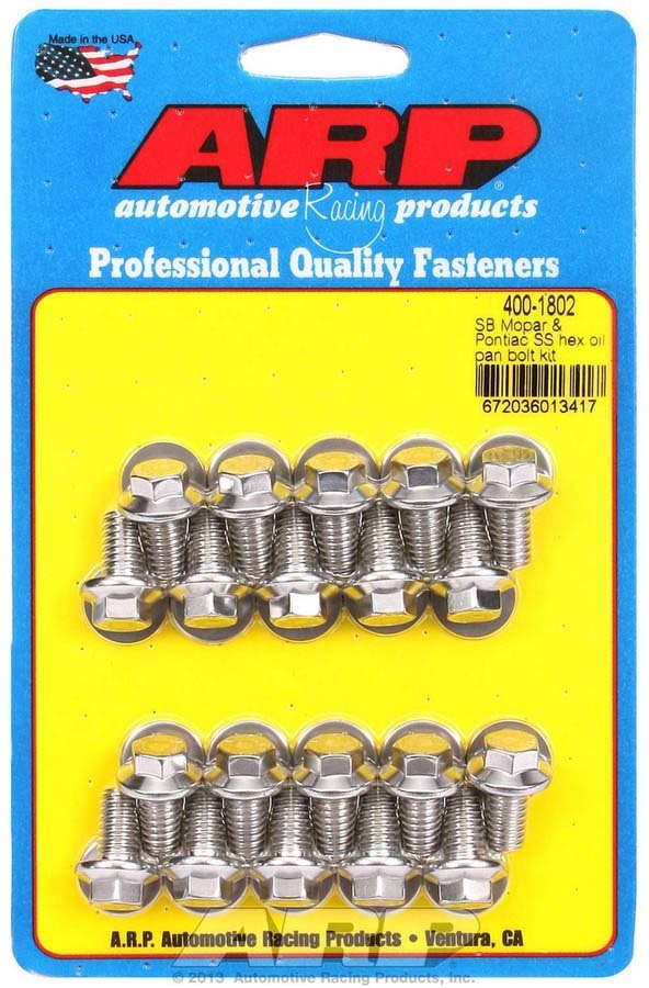 ARP Oil Pan Bolt Kit 6pt SS SBM & Pontiac V8 400-1802
