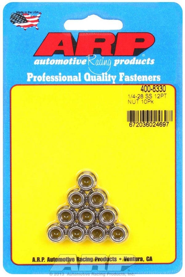 ARP S/S 12pt Nuts - 1/4-28 (10) 400-8330