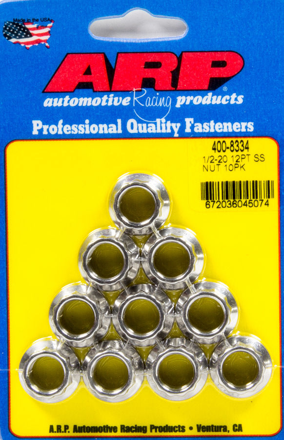 ARP S/S 1/2-20 12pt Nuts 10pk 400-8334