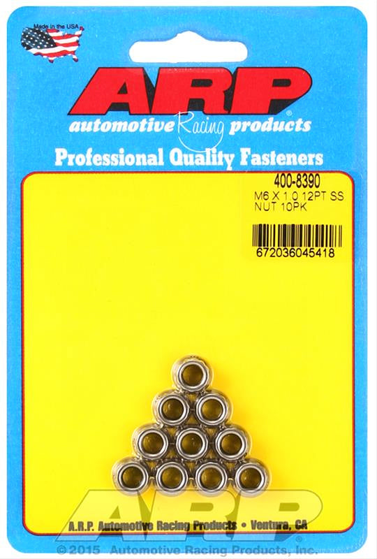 ARP 6mm x 1.00 12pt Nuts 10pk Stainless Steel 400-8390