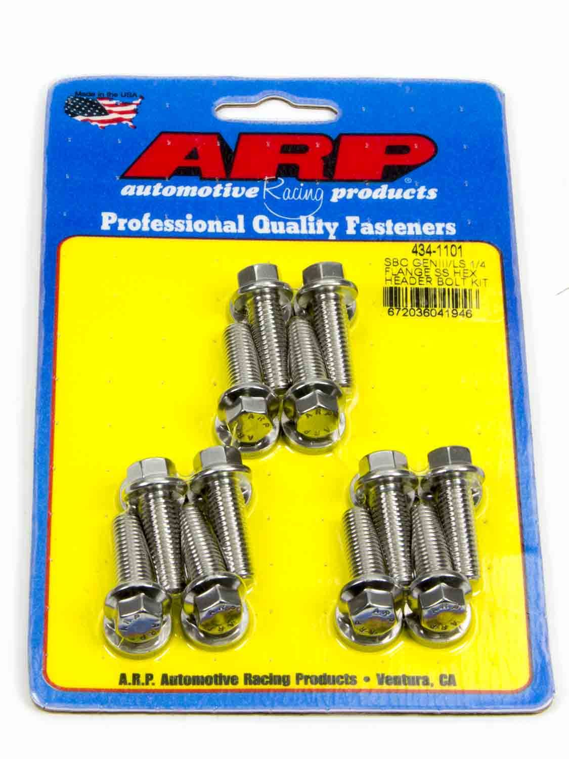 ARP S/S Header Bolt Kit - 6pt GM LS 434-1101