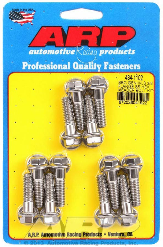 ARP S/S Header Bolt Kit - 6pt GM LS 434-1102