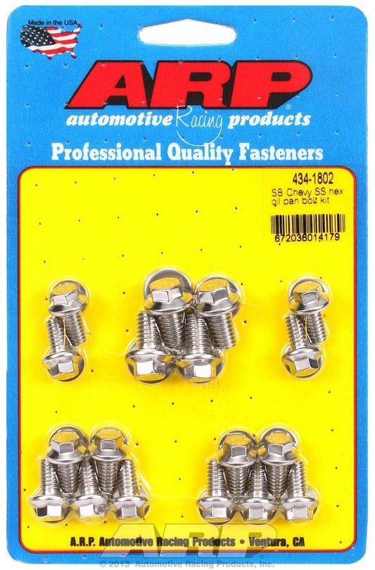 ARP SBC S/S Oil Pan Bolt Kit 6pt 434-1802