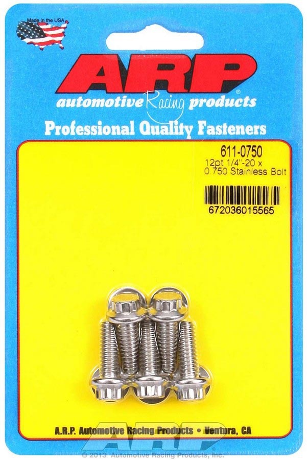 ARP S/S Bolt Kit - 12pt (5) 1/4-20 x .750 611-0750