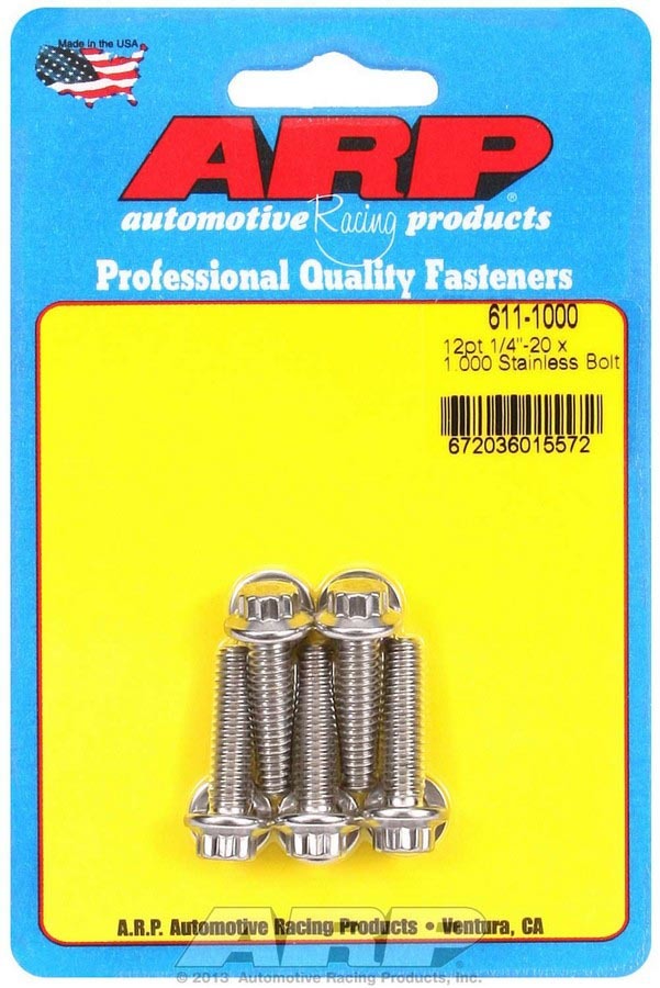ARP S/S Bolt Kit - 12pt (5) 1/4-20 x 1.000 611-1000