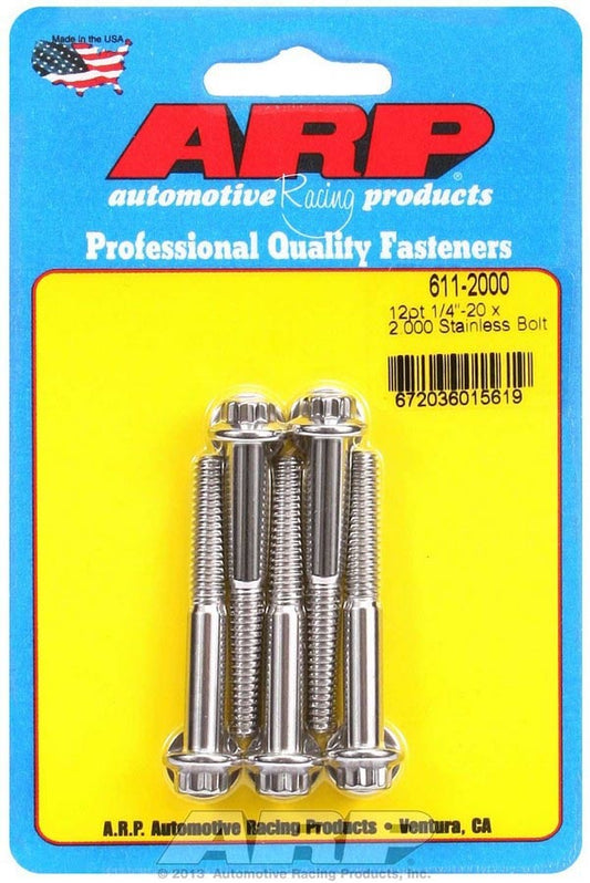 ARP S/S Bolt Kit - 12pt (5) 1/4-20 x 2.000 611-2000