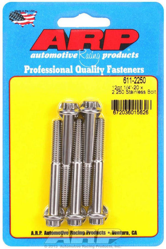 ARP S/S Bolt Kit - 12pt (5) 1/4-20 x 2.250 611-2250