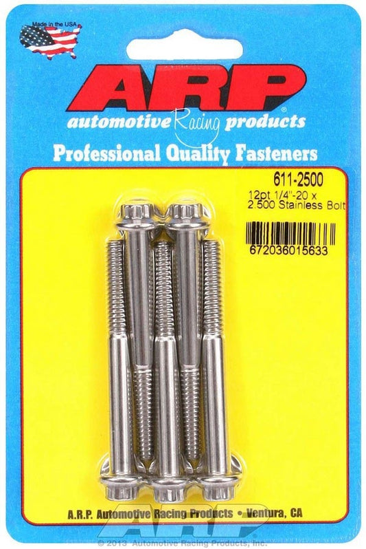 ARP S/S Bolt Kit - 12pt (5) 1/4-20 x 2.500 611-2500