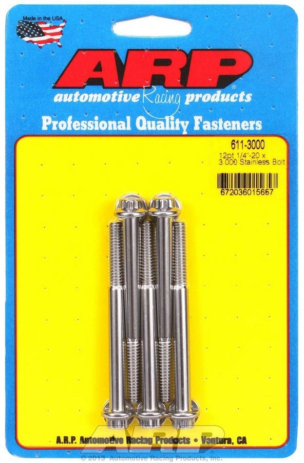ARP S/S Bolt Kit - 12pt (5) 1/4-20 x 3.000 611-3000