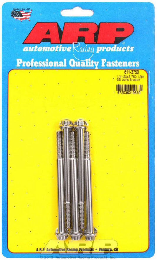 ARP S/S Bolt Kit - 12pt (5) 1/4-20 x 3.750 611-3750