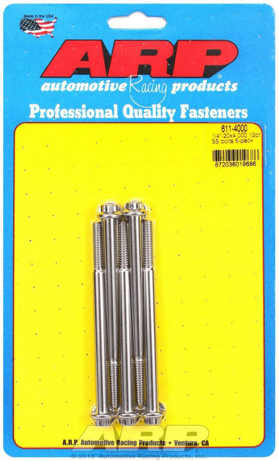 ARP S/S Bolt Kit - 12pt (5) 1/4-20 x 4.000 611-4000