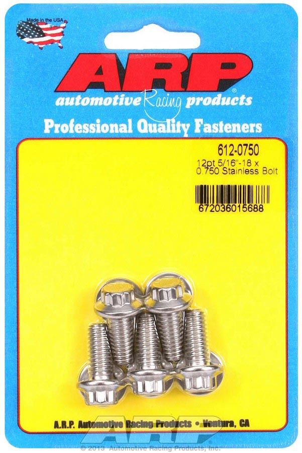 ARP S/S Bolt Kit - 12pt (5) 5/16-18 x .750 612-0750