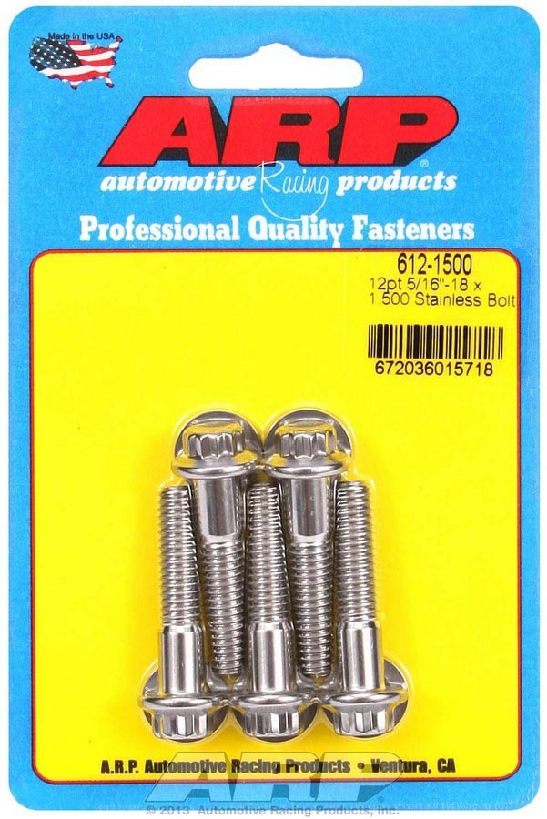 ARP S/S Bolt Kit - 12pt (5) 5/16-18 x 1.500 612-1500