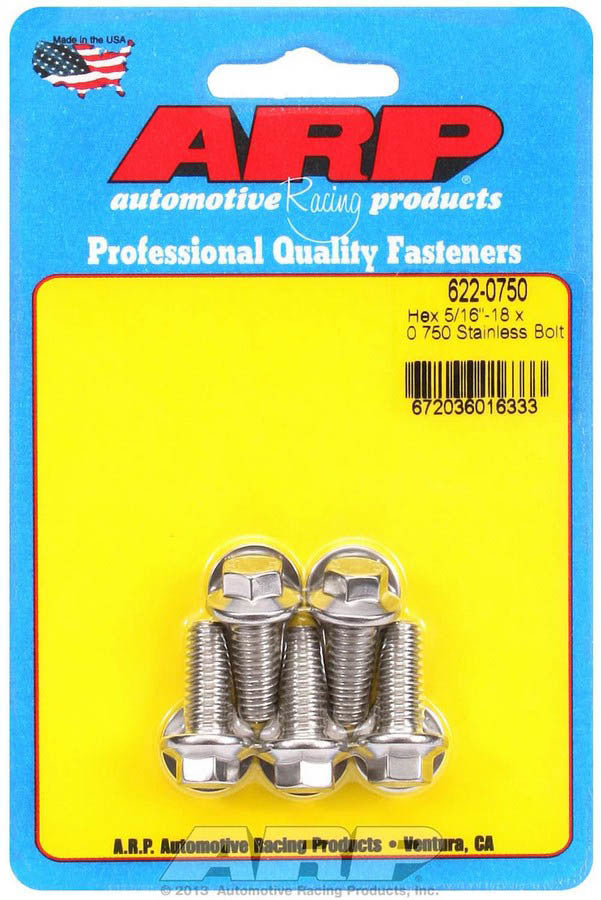 ARP S/S Bolt Kit - 6pt (5) 5/16-18 x .750 622-0750