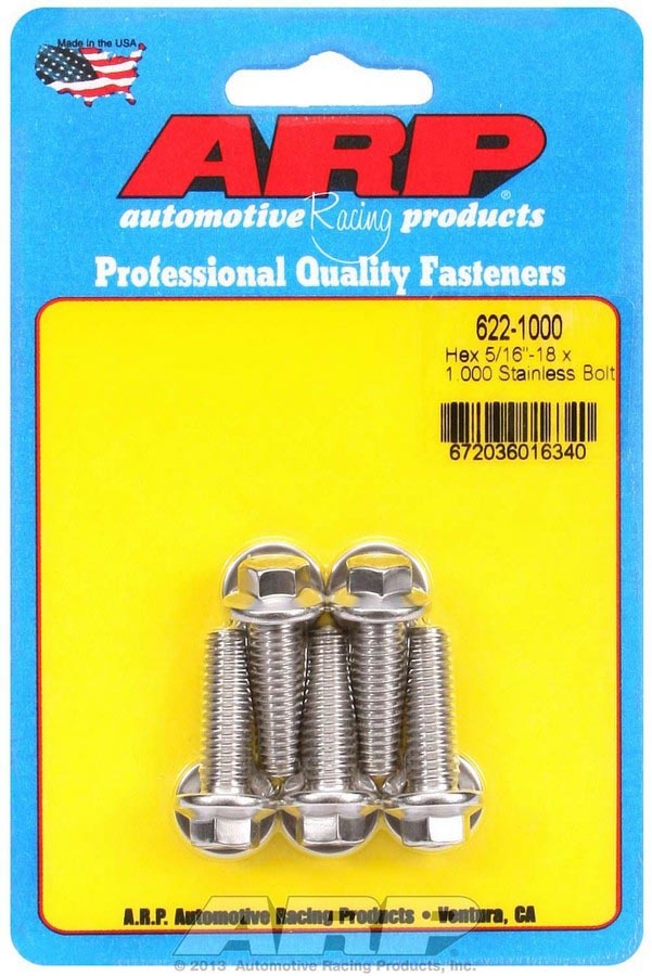ARP S/S Bolt Kit - 6pt (5) 5/16-18 x 1.000 622-1000