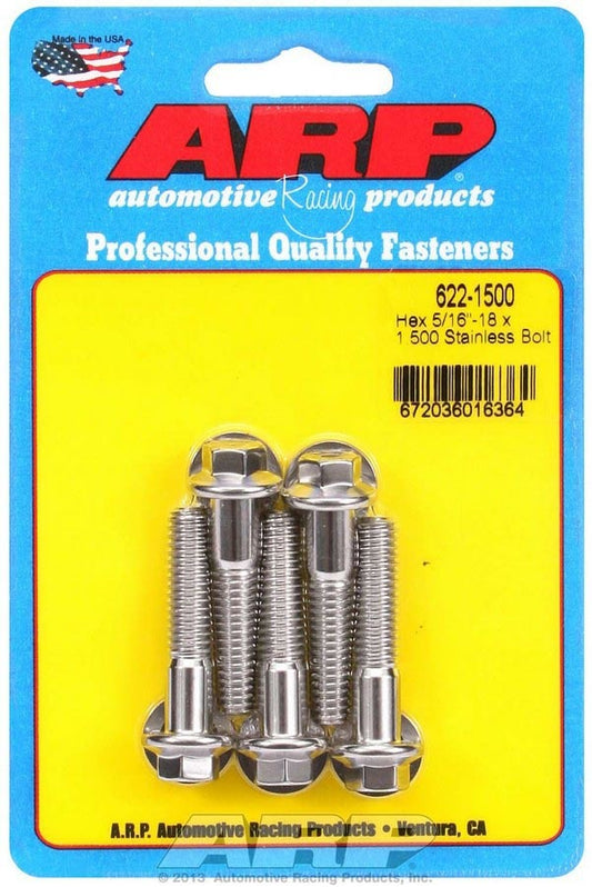 ARP S/S Bolt Kit - 6pt (5) 5/16-18 x 1.500 622-1500