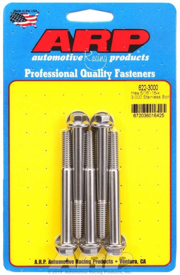 ARP S/S Bolt Kit - 6pt (5) 5/16-18 x 3.000 622-3000