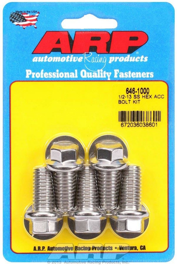 ARP 1/2-13 x 1.000 6pt SS Bolt Kit 5pk 646-1000