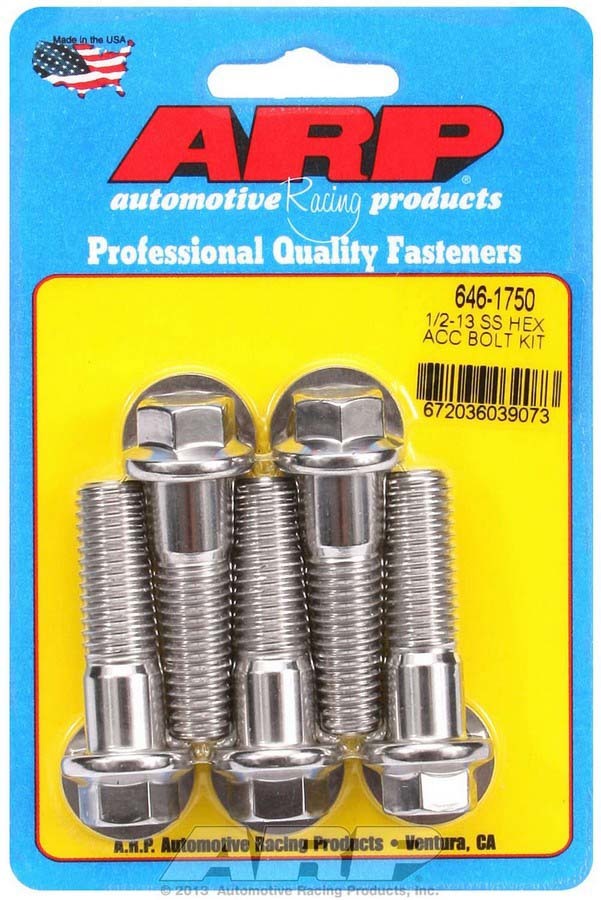 ARP S/S Bolt Kit - 6pt (5) 1/2-13 X 1.750 646-1750