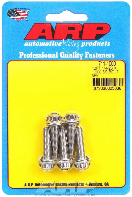 ARP S/S Bolt Kit - 12pt (5) 1/4-28 x 1.000 711-1000