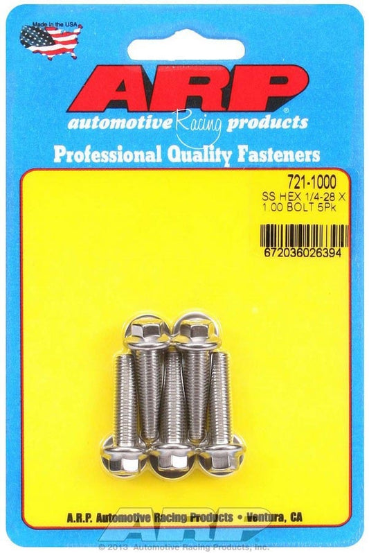 ARP S/S Bolt Kit - 6pt (5) 1/4-28 x 1.000 721-1000