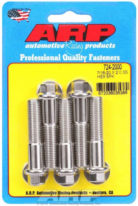ARP 7/16-20 x 2.000 6pt SS Bolt Kit 5pk 724-2000